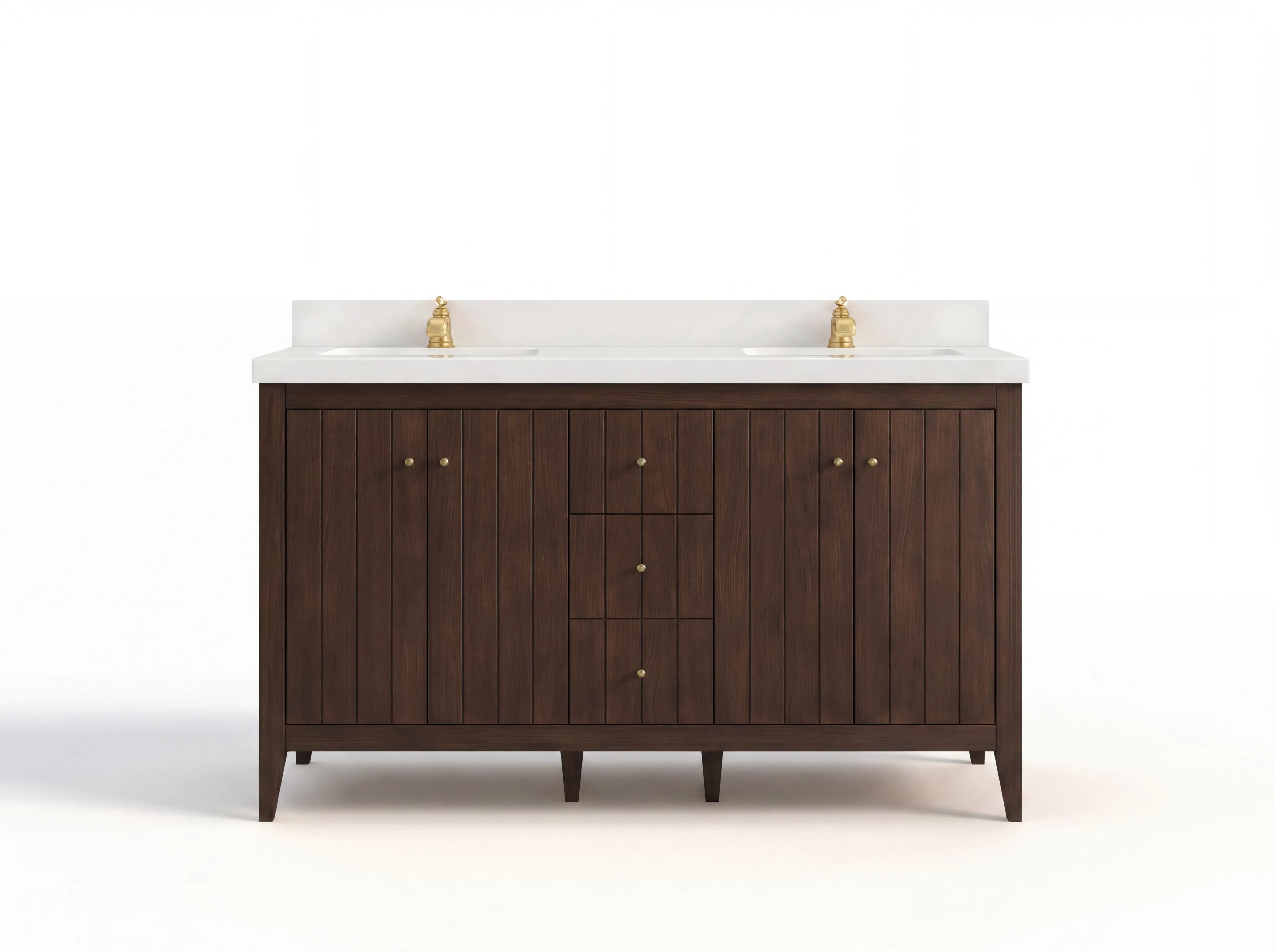 Atlanta Teak Wood 60 in. W x 22 in. D Double Sink Bathroom Vanity