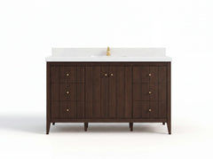 Atlanta Teak Wood 60 in. W x 22 in. D Single Sink Bathroom Vanity - photo 1