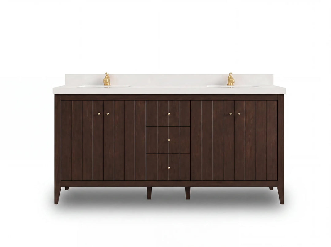 Atlanta Teak Wood 72 in. W x 22 in. D Double Sink Bathroom Vanity | 
              
                Dark Walnut Finish Teak
                
                  
             - ATL_TK_WLN_WHQZ_72D - photo №1