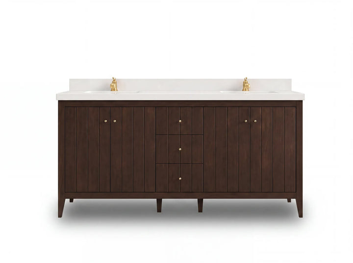Atlanta Teak Wood 72 in. W x 22 in. D Double Sink Bathroom Vanity - photo 1