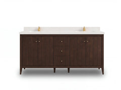 Atlanta Teak Wood 72 in. W x 22 in. D Double Sink Bathroom Vanity - photo 1