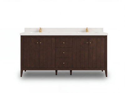 Atlanta Teak Wood 72 in. W x 22 in. D Double Sink Bathroom Vanity