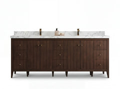 Atlanta Teak Wood 84 in. W x 22 in. D Double Sink Bathroom Vanity - photo 1