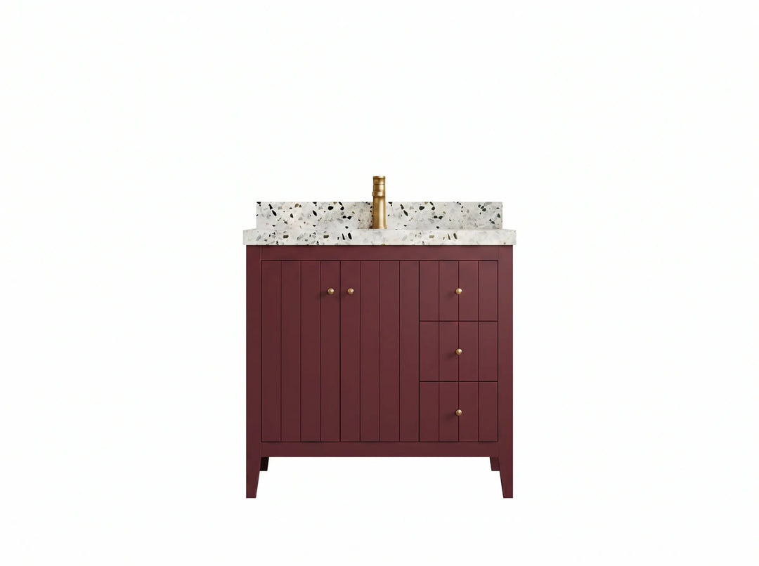 Atlanta 36 in. W x 22 in. D Center Sink Bathroom Vanity | 
              
                Burgundy
                
                  
             - ATL-CAB-BGD-35L - photo №1