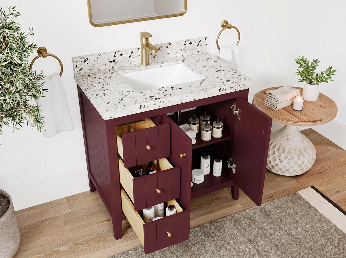 Atlanta 36 in. W x 22 in. D Center Sink Bathroom Vanity for Modern Elegant Bathrooms