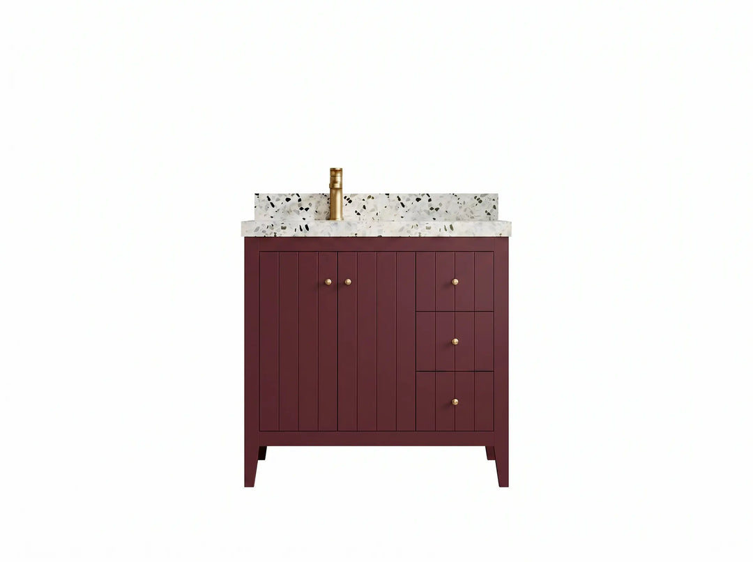 Atlanta 36 in. W x 22 in. D Left Offset Sink Bathroom Vanity | 
              
                Burgundy
                
                  
             - ATL-CAB-BGD-35L - photo №1