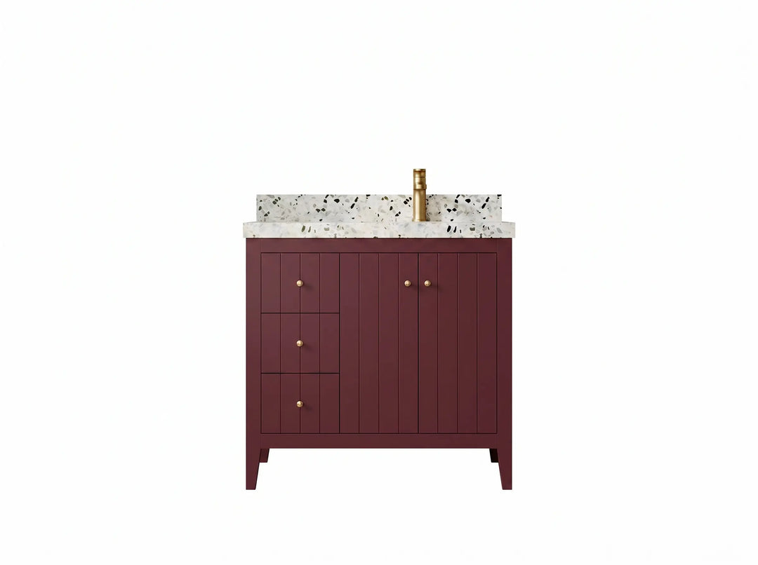 Atlanta 36 in. W x 22 in. D Right Offset Sink Bathroom Vanity | 
              
                Burgundy
                
                  
             - ATL-CAB-BGD-35R - photo №1