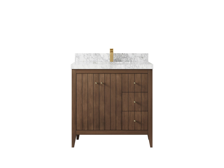 Atlanta Teak Wood 36 in. W x 22 in. D Center Sink Bathroom Vanity - photo 11