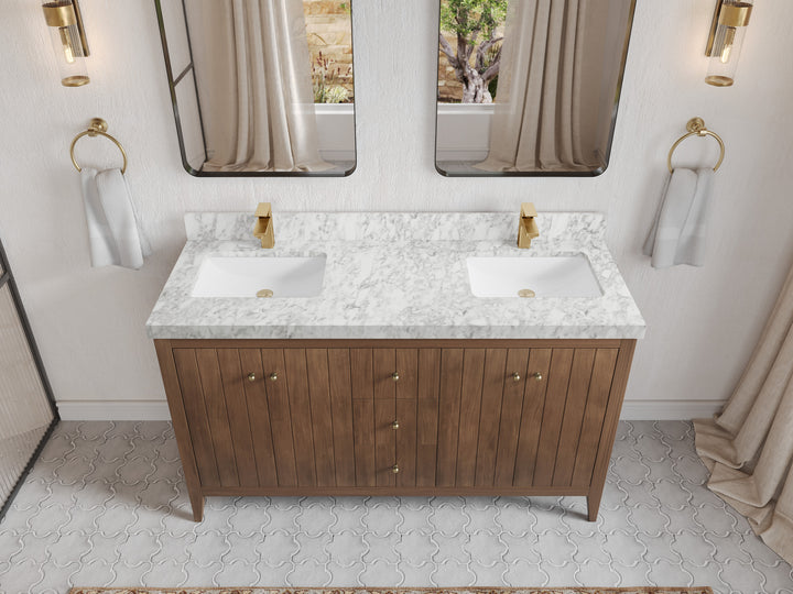 Atlanta Teak Wood 60 in. W x 22 in. D Double Sink Bathroom Vanity - photo 10