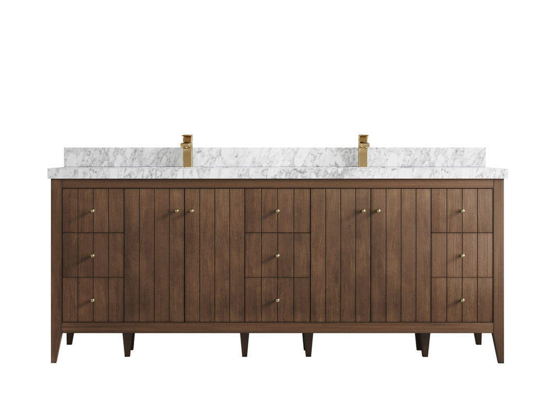 Atlanta Teak Wood 84 in. W x 22 in. D Double Sink Bathroom Vanity