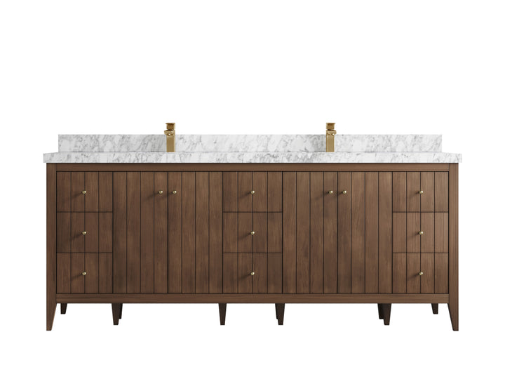 Atlanta Teak Wood 84 in. W x 22 in. D Double Sink Bathroom Vanity - photo 11