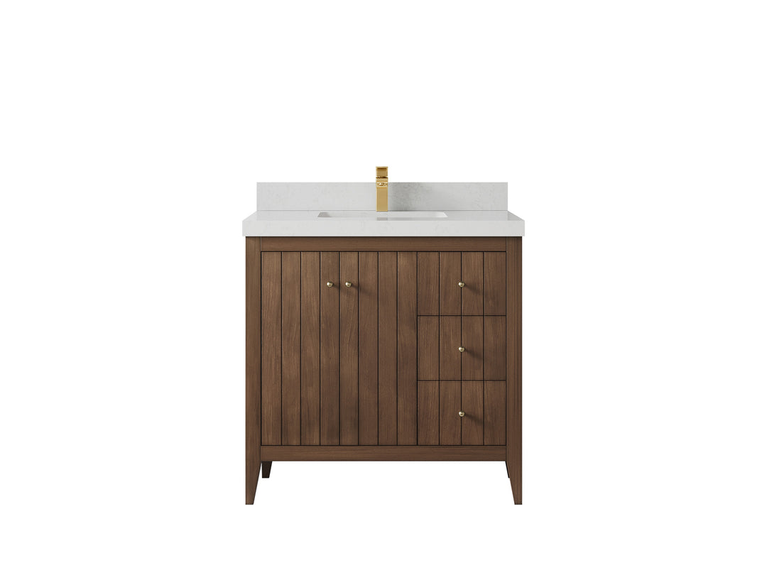 Atlanta Teak Wood 36 in. W x 22 in. D Center Sink Bathroom Vanity