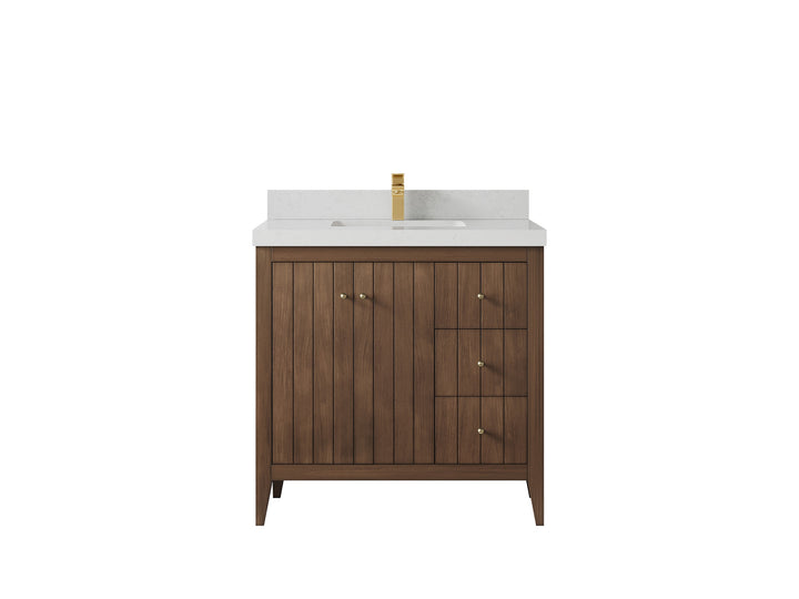 Atlanta Teak Wood 36 in. W x 22 in. D Center Sink Bathroom Vanity - photo 13