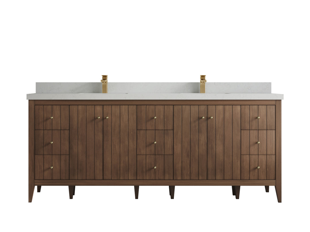 Atlanta Teak Wood 84 in. W x 22 in. D Double Sink Bathroom Vanity