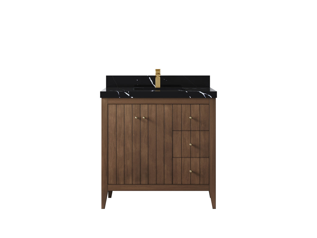 Atlanta Teak Wood 36 in. W x 22 in. D Center Sink Bathroom Vanity