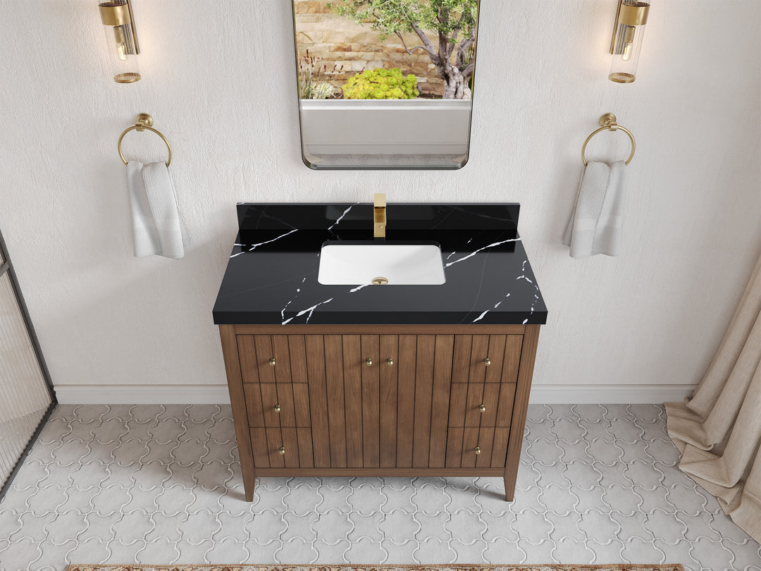 Atlanta Teak Wood 42 in. W x 22 in. D Single Sink Bathroom Vanity