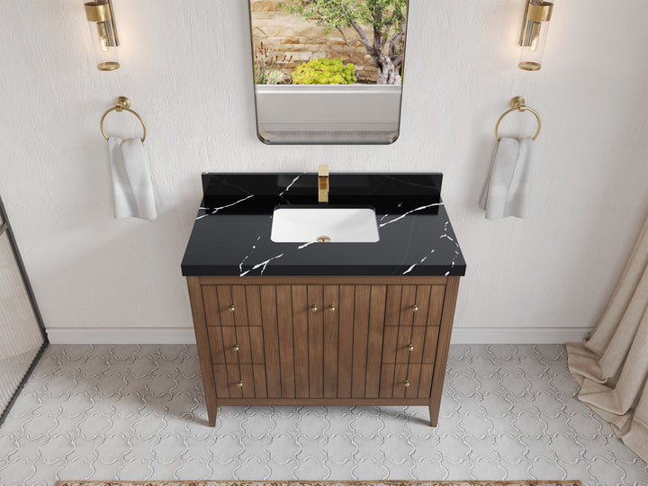 Atlanta Teak Wood 42 in. W x 22 in. D Single Sink Bathroom Vanity - photo 8