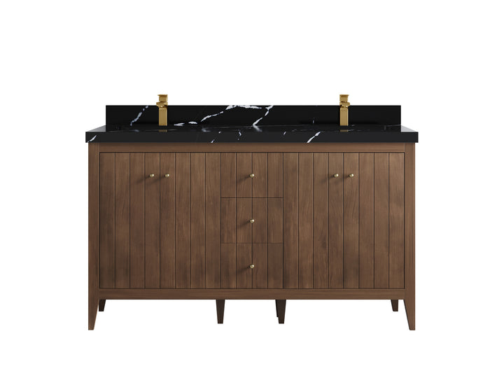 Atlanta Teak Wood 60 in. W x 22 in. D Double Sink Bathroom Vanity - photo 9