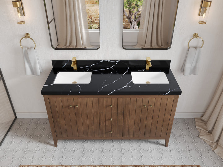 Atlanta Teak Wood 60 in. W x 22 in. D Double Sink Bathroom Vanity - photo 50
