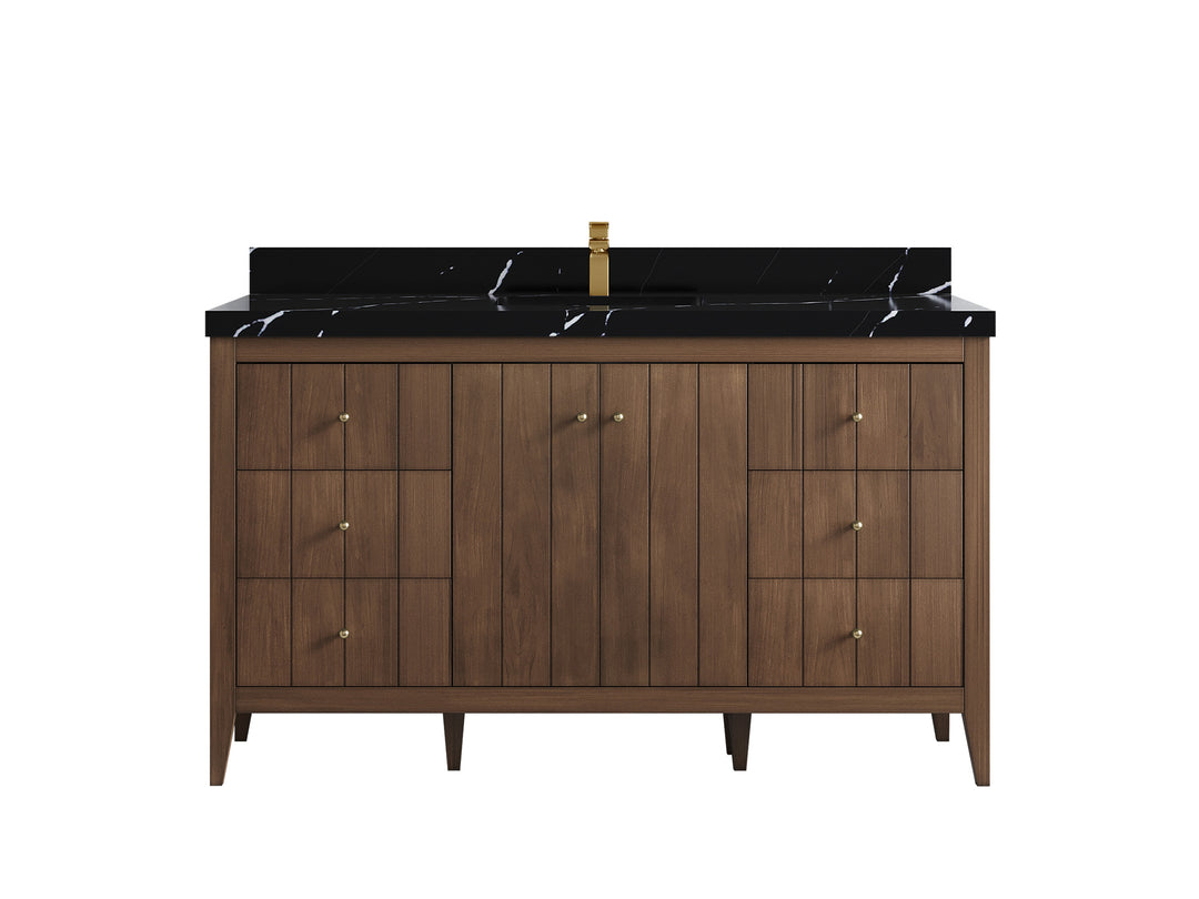 Atlanta Teak Wood 60 in. W x 22 in. D Single Sink Bathroom Vanity
