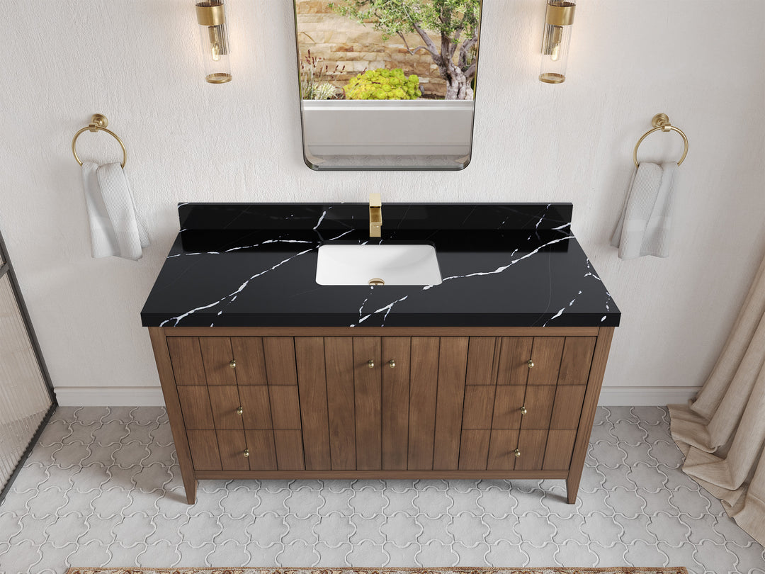 Atlanta Teak Wood 60 in. W x 22 in. D Single Sink Bathroom Vanity