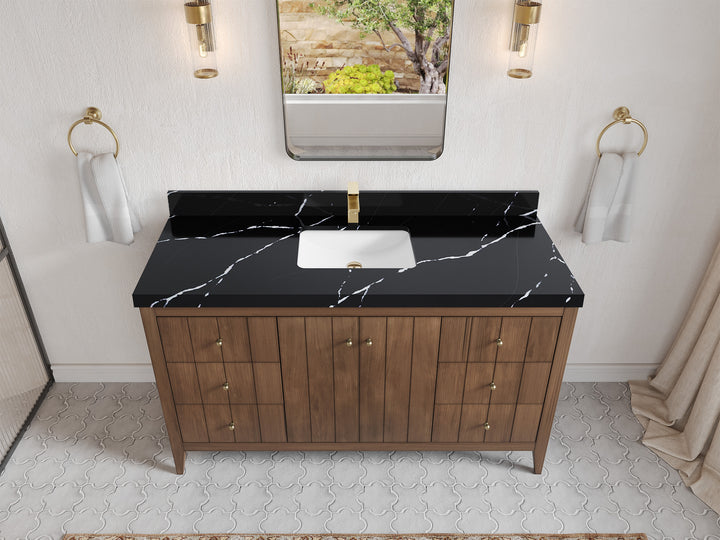 Atlanta Teak Wood 60 in. W x 22 in. D Single Sink Bathroom Vanity - photo 8
