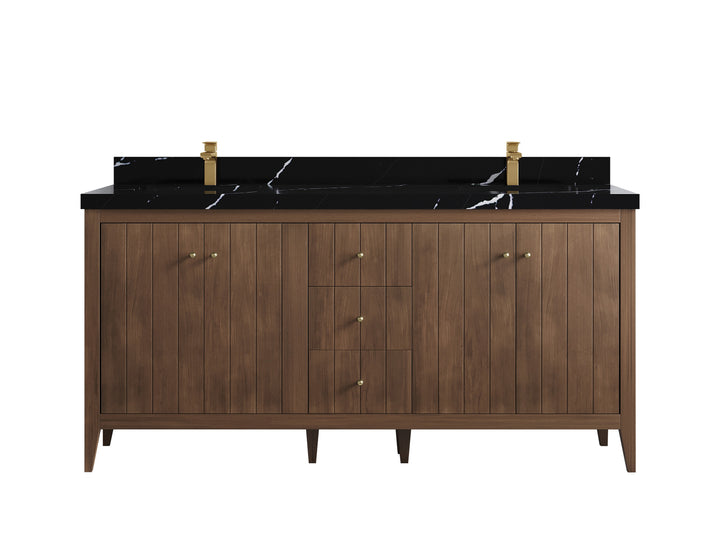 Atlanta Teak Wood 72 in. W x 22 in. D Double Sink Bathroom Vanity - photo 9
