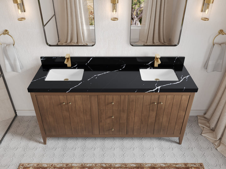 Atlanta Teak Wood 72 in. W x 22 in. D Double Sink Bathroom Vanity - photo 8