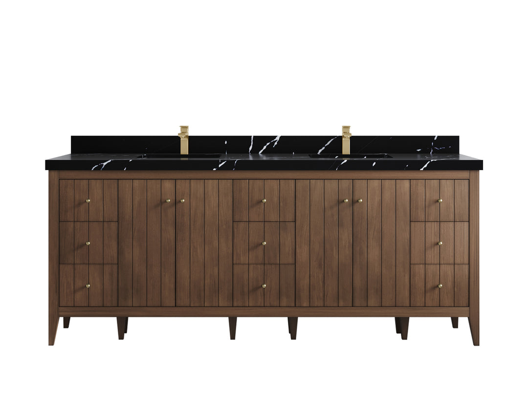 Atlanta Teak Wood 84 in. W x 22 in. D Double Sink Bathroom Vanity