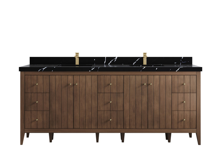 Atlanta Teak Wood 84 in. W x 22 in. D Double Sink Bathroom Vanity - photo 9