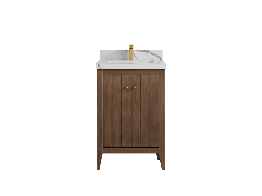 Atlanta Teak Wood 24 in. W x 22 in. D Single Sink Bathroom Vanity