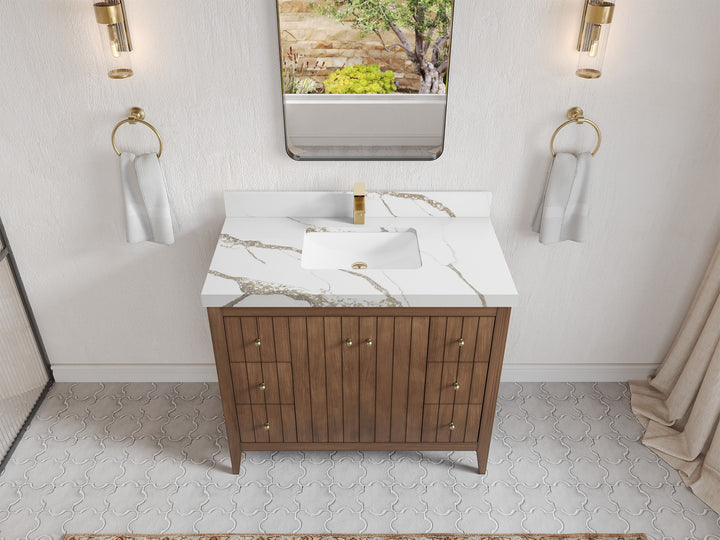 Atlanta Teak Wood 42 in. W x 22 in. D Single Sink Bathroom Vanity - photo 14