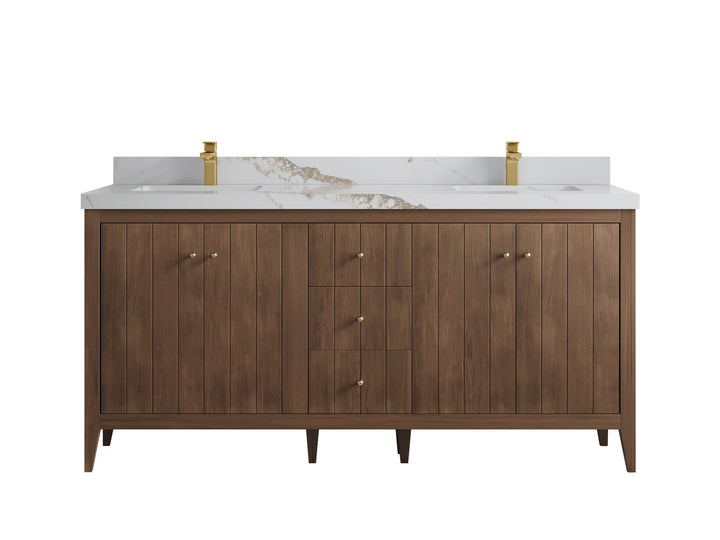 Atlanta Teak Wood 72 in. W x 22 in. D Double Sink Bathroom Vanity - photo 15