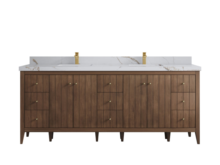 Atlanta Teak Wood 84 in. W x 22 in. D Double Sink Bathroom Vanity - photo 15