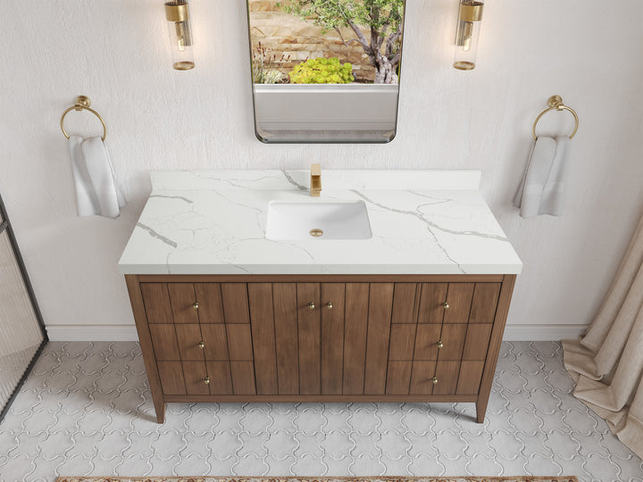 Atlanta Teak Wood 60 in. W x 22 in. D Single Sink Bathroom Vanity - photo 16