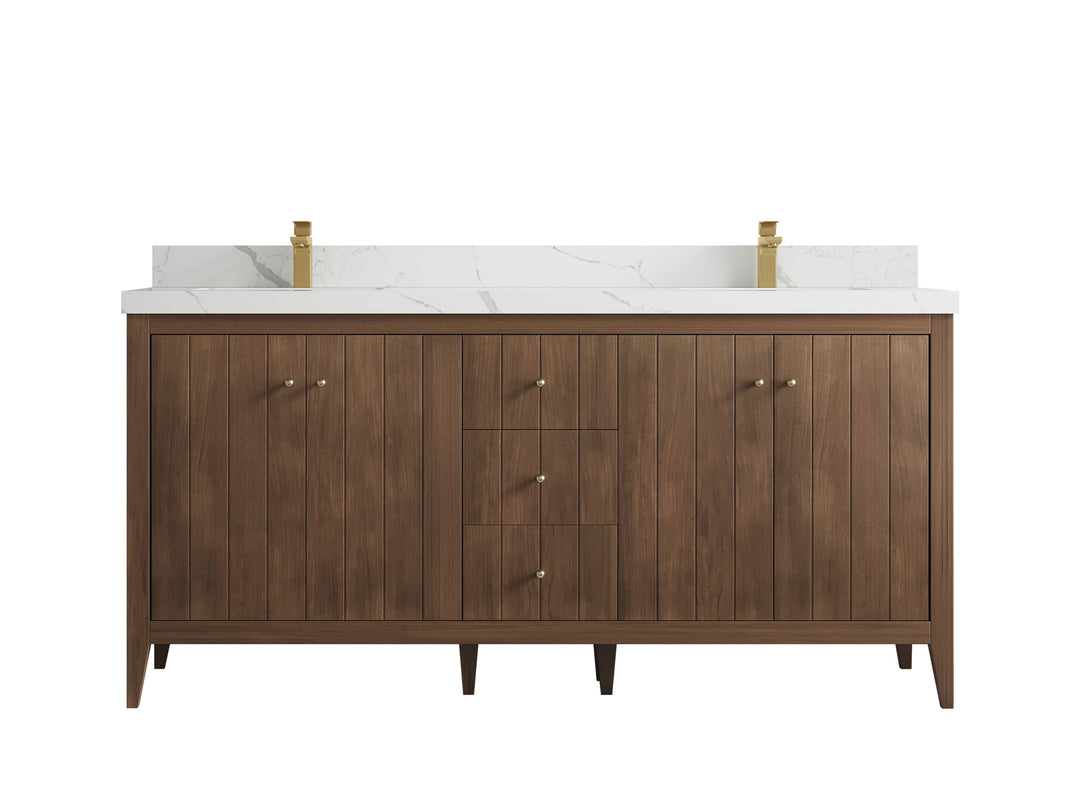 Atlanta Teak Wood 72 in. W x 22 in. D Double Sink Bathroom Vanity