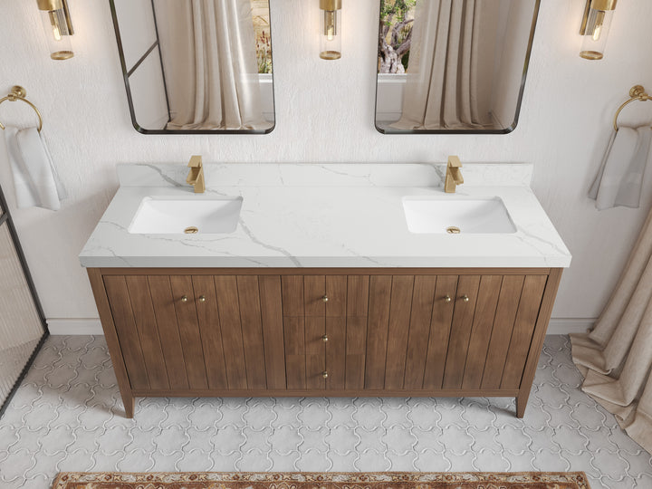 Atlanta Teak Wood 72 in. W x 22 in. D Double Sink Bathroom Vanity - photo 47