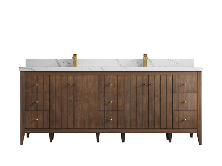 Atlanta Teak Wood 84 in. W x 22 in. D Double Sink Bathroom Vanity - photo 17