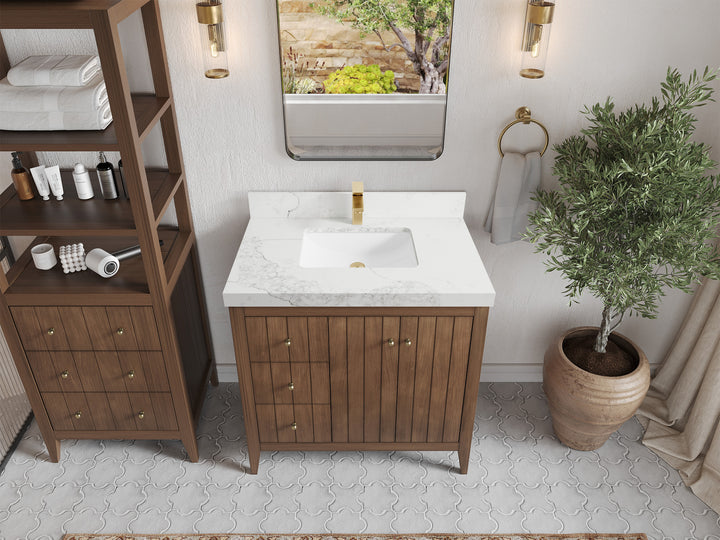 Atlanta Teak Wood 36 in. W x 22 in. D Center Sink Bathroom Vanity - photo 18