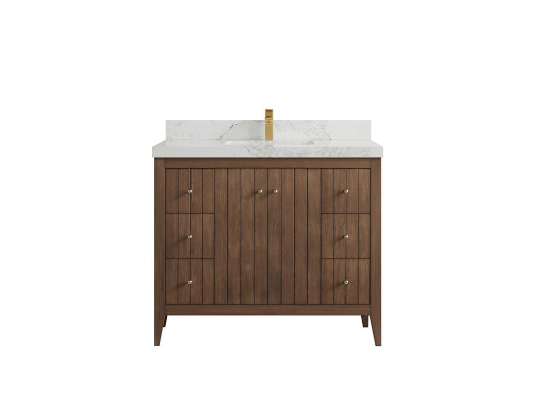 Atlanta Teak Wood 42 in. W x 22 in. D Single Sink Bathroom Vanity