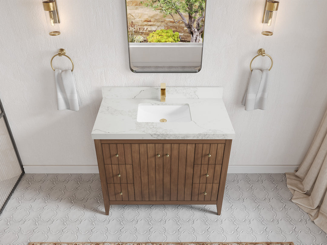 Atlanta Teak Wood 42 in. W x 22 in. D Single Sink Bathroom Vanity