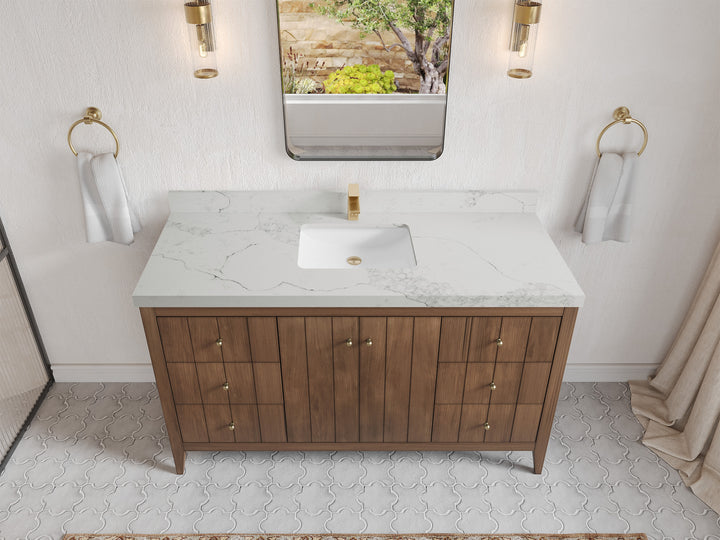 Atlanta Teak Wood 60 in. W x 22 in. D Single Sink Bathroom Vanity - photo 18