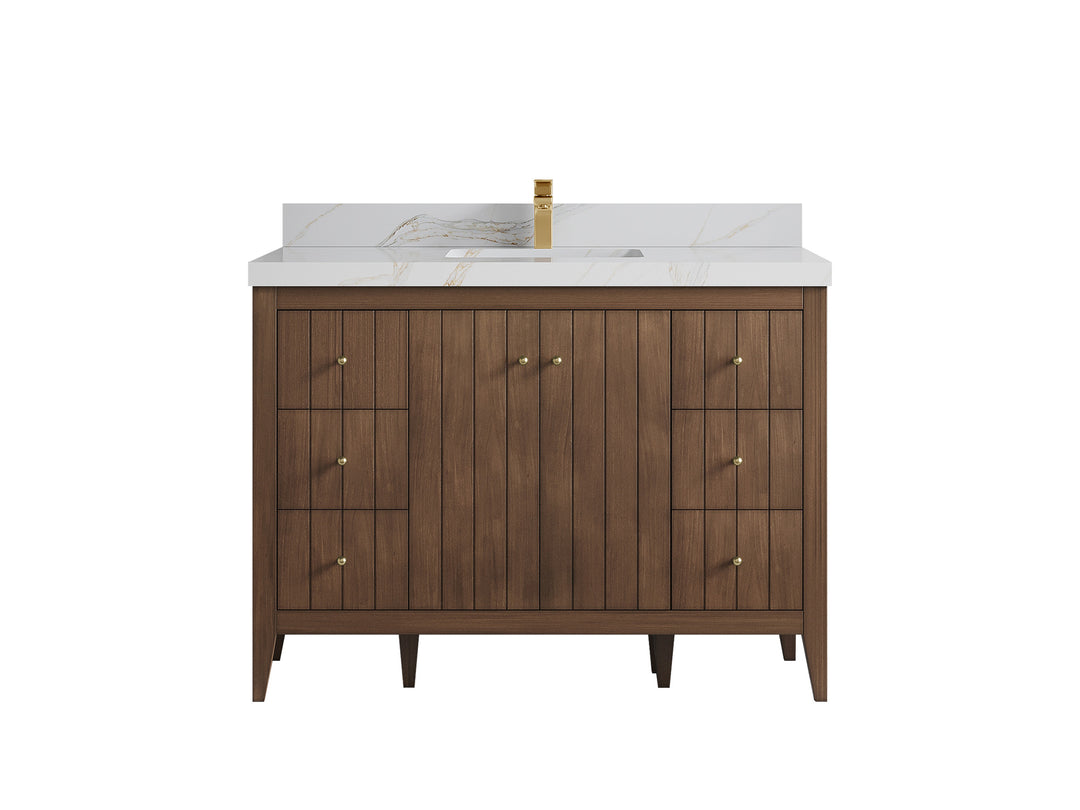 Atlanta Teak Wood 48 in. W x 22 in. D Single Sink Bathroom Vanity