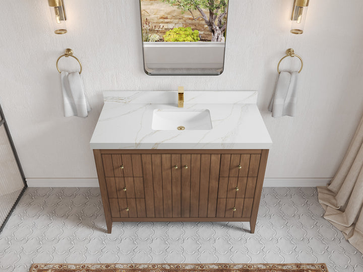 Atlanta Teak Wood 48 in. W x 22 in. D Single Sink Bathroom Vanity - photo 20