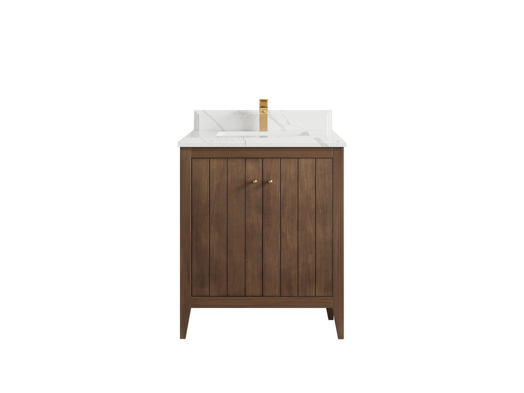 Atlanta Teak Wood 30 in. W x 22 in. D Single Sink Bathroom Vanity