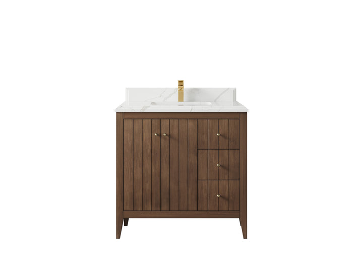Atlanta Teak Wood 36 in. W x 22 in. D Center Sink Bathroom Vanity - photo 23