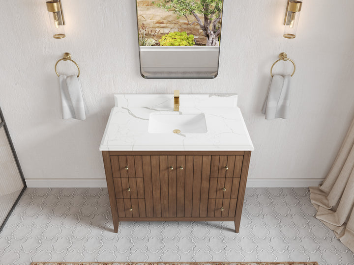 Atlanta Teak Wood 42 in. W x 22 in. D Single Sink Bathroom Vanity - photo 22