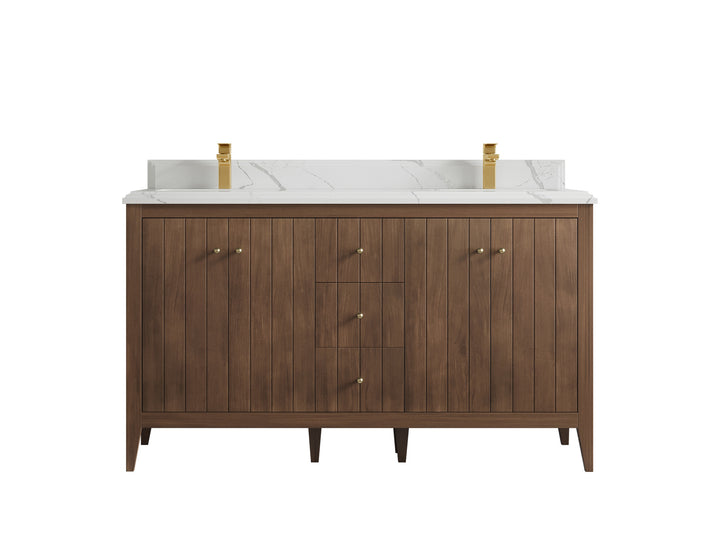 Atlanta Teak Wood 60 in. W x 22 in. D Double Sink Bathroom Vanity - photo 23