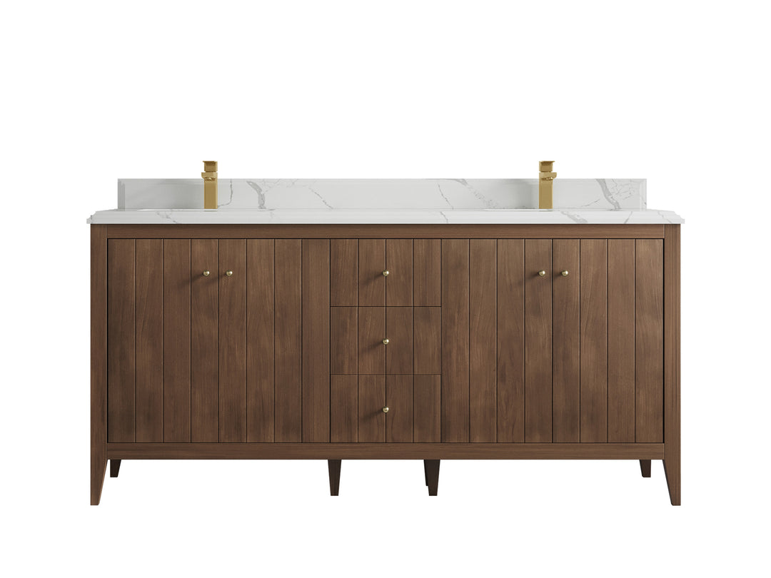 Atlanta Teak Wood 72 in. W x 22 in. D Double Sink Bathroom Vanity