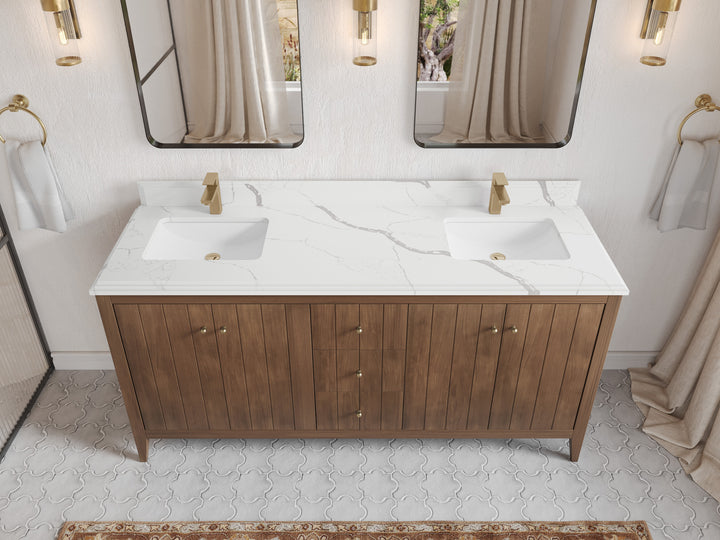 Atlanta Teak Wood 72 in. W x 22 in. D Double Sink Bathroom Vanity - photo 22